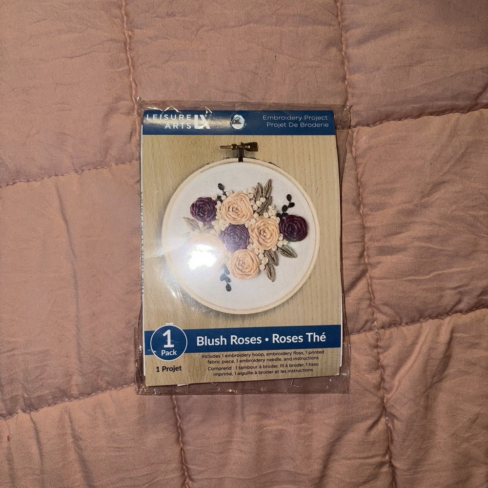Leisure Arts Embroidery Kit Blush Rose- Embroidery Kit Fun for Beginners
